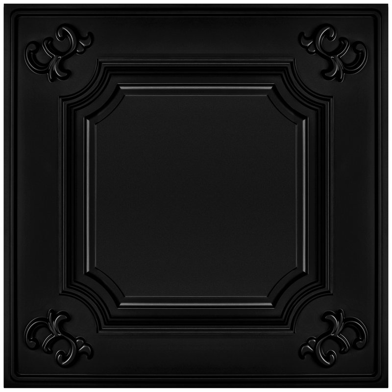 Carreau de plafond ou tuile de plafond à coller 2 pi x 2 pi PVC, Noir