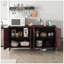 Buffet en rotin avec rangement, buffet à 4 portes avec tablettes réglables pour la cuisine, le salon et la salle à manger, assemblage facile-130181145