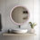 Miroir rond surdimensionné en perles bleu marine brillant