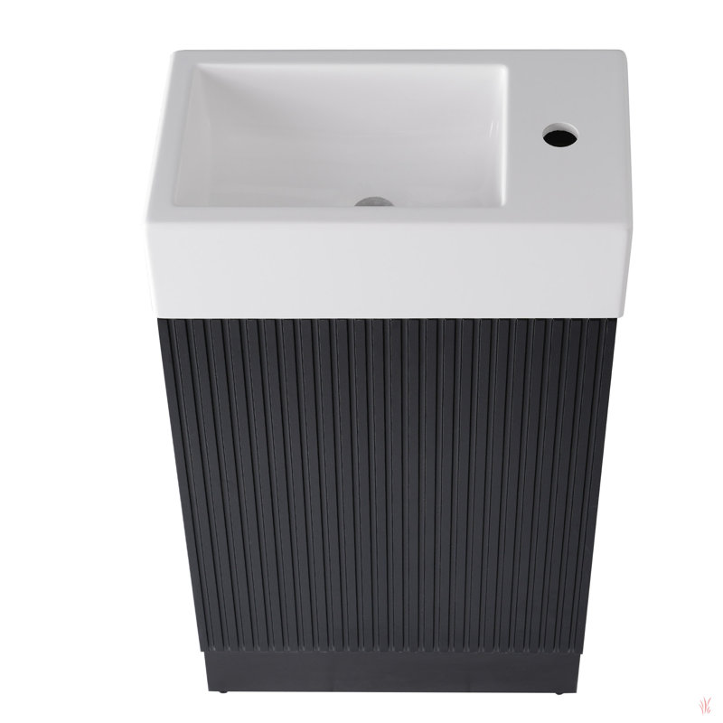 Meuble-lavabo 18,6 po avec lavabo, meuble-lavabo avec tablette à deux niveaux, orienté vers la gauche ou vers la droite, Noir