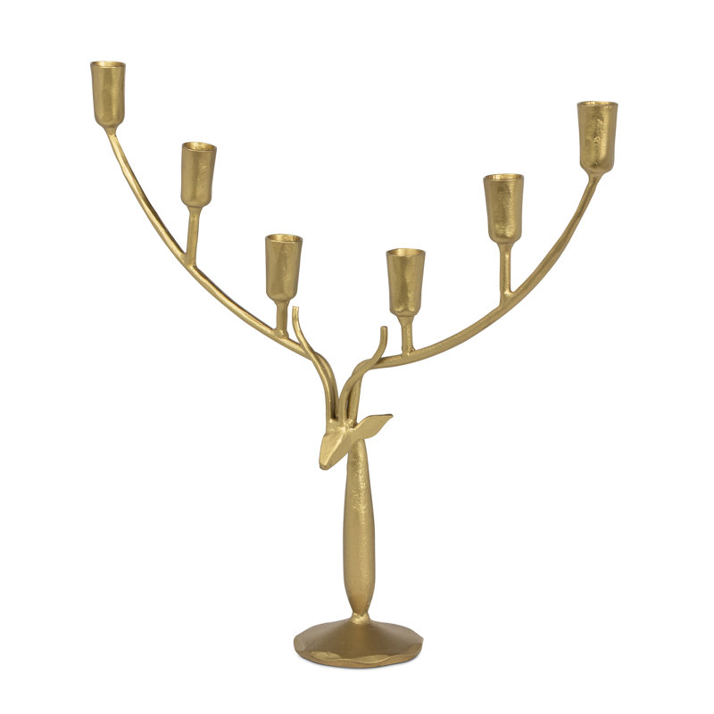 Grand porte-bougie cerf, Antique Gold, Large