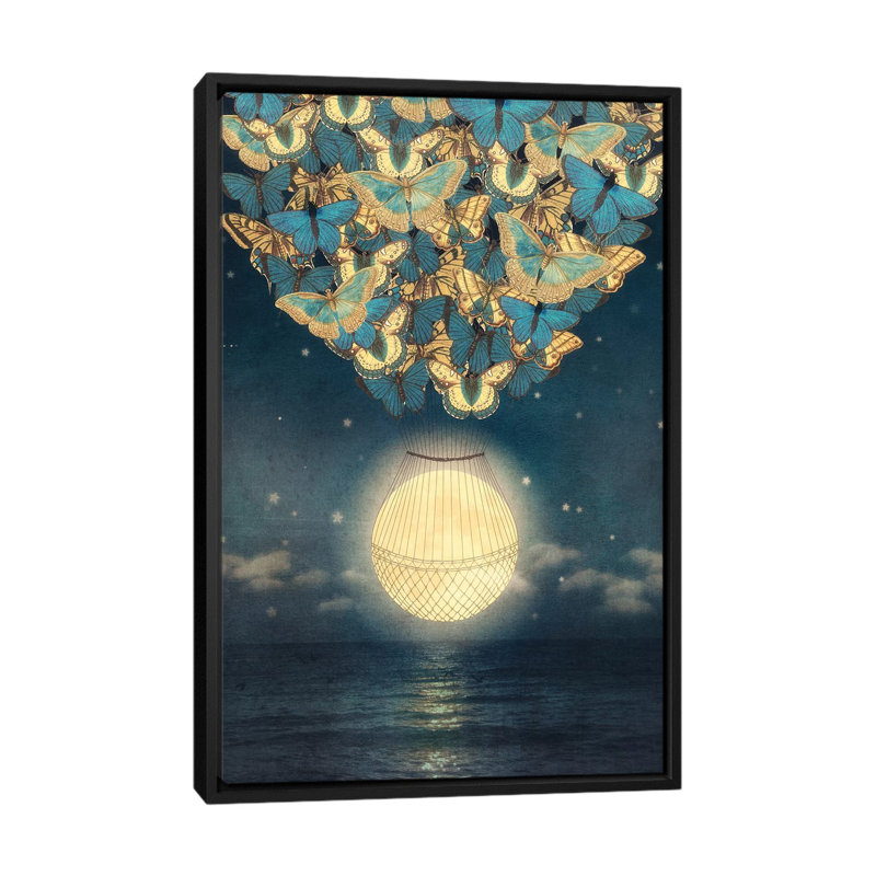 « rehausser la lune », impression sur toile, H 26 po x l 18 po x P 1,5 po, Toile avec cadre noir, Pas de tapis