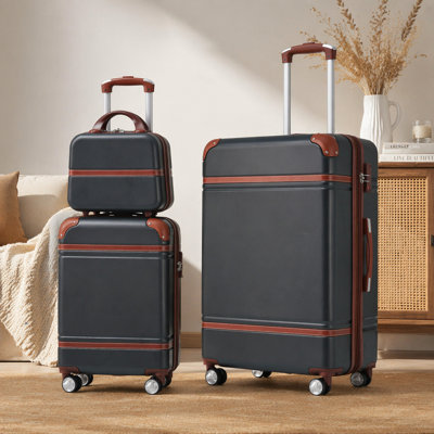 Valise à roulettes Hardshell 3 pièces 20 "+ 28" Valise avec serrure TSA légère, noire