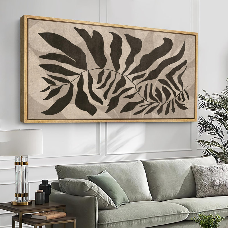 Abstract Botanical " Monochrome Foliage Patterns In Nature Modern Art Relax Calm Warm Extra Large Pictures ", 30" H x 60" W