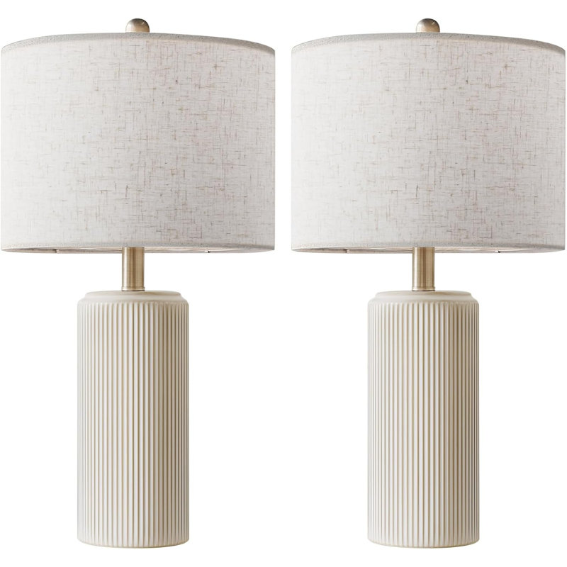 Table Lamp Set Of 2, 3-Level Dimmable Farmhouse Bedside Lamps For Bedroom & Living Room, Rustic End Table Desk Lamps With Rocker Switch, LED Bulb Included