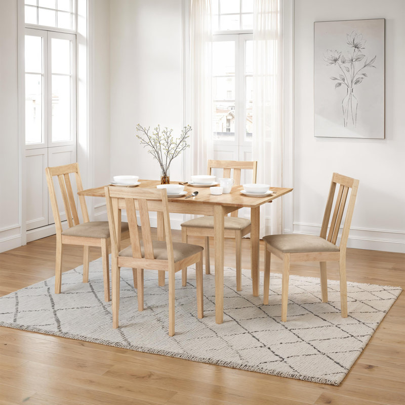 Cohan Extendable Solid Wood Top Dining Table, Rubberwood
