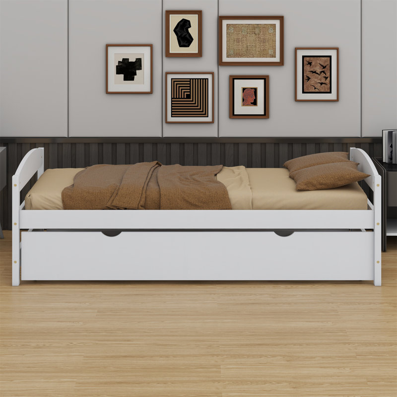Platform Bed With Trundle, White