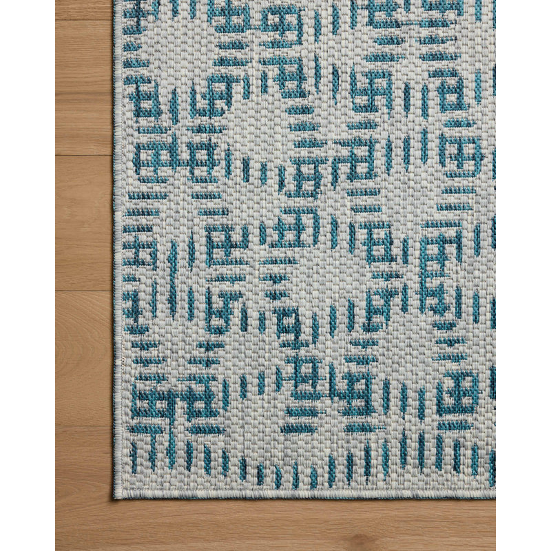 Loloi Easton Fog / Teal Indoor / Outdoor Area Rug, Rectangle 7'10" x 10'