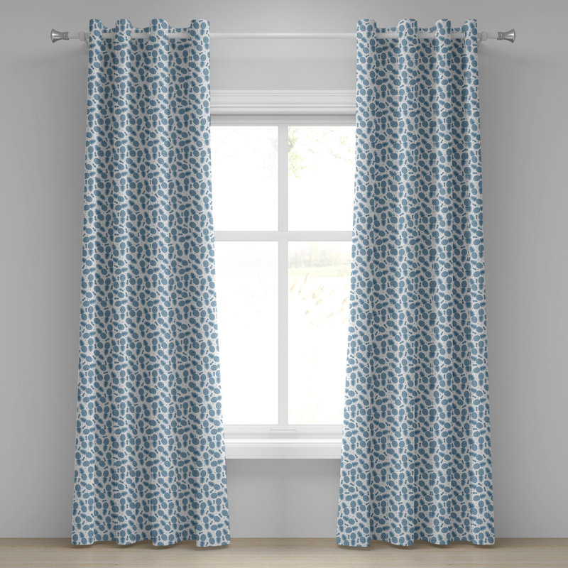 Rideau décoratif à œillets bleu à 2 panneaux East Urban Home, 50 po, bleu blanc, L 50 po x L 108 po