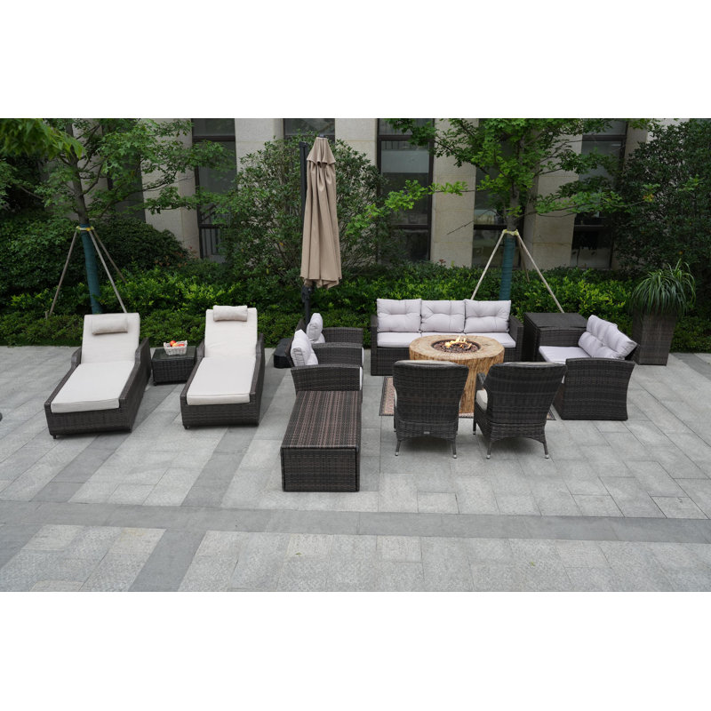 Almanza 11 - Person Patio Conversation Set with Cushions
