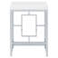 Table blanche à hauteur de comptoir à 4 comptoirs, design moderne pour la cuisine compacte, deux tables et tabourets, cadre flottant au fini métal argenté, esthétique de la salle à manger, éléments d'art rectangulaires