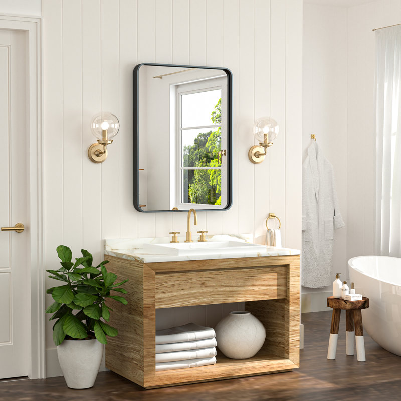 Miroir de salle de bain plombier en aluminium incassable et résistant à la rouille , 40 po x 60 po, Rectangulaire