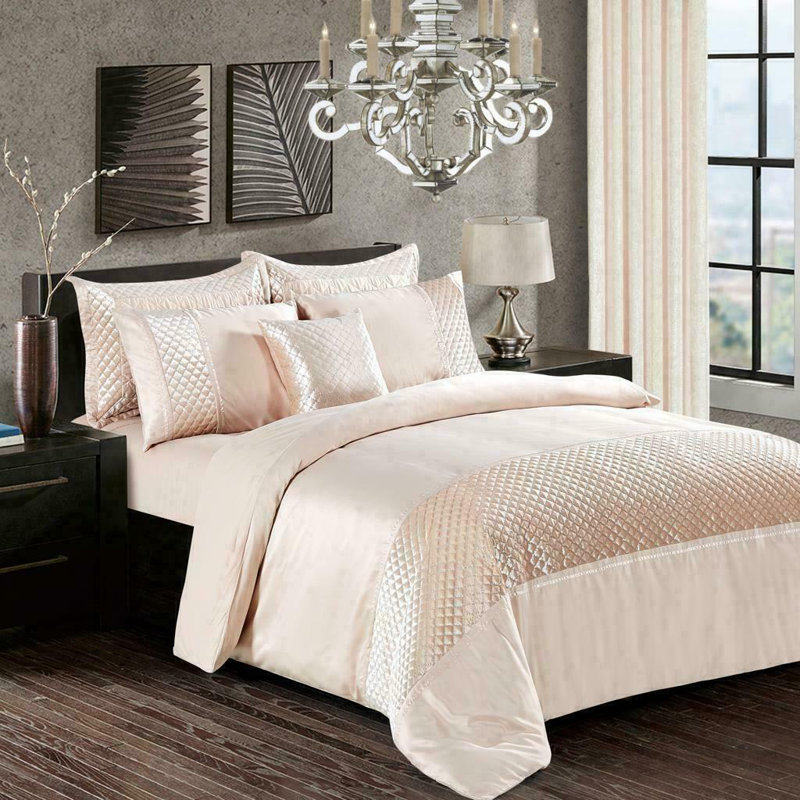 Calla Velvet Floral Duvet Cover Set with Pillowcases, King Duvet Cover + 2 Standard Pillowcases, Beige