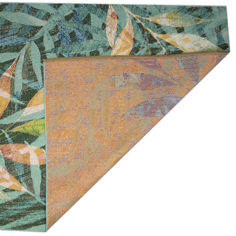 Tapis d'intérieur / extérieur bleu Bayil Home ™ Kenilworth Leaves, Rectangle 8 pi 10 po x 11 pi 9 po