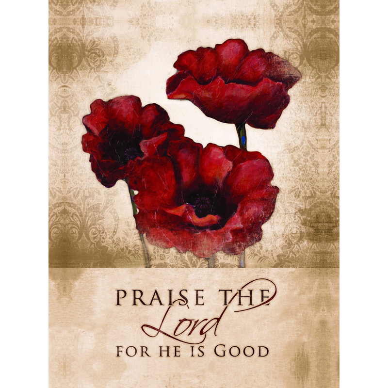 «Praise Jesus Red Florals», reproduction sur toile tendue, H 32 po x l 24 po