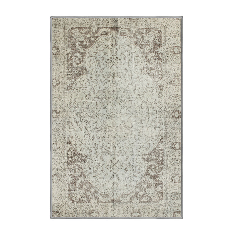 Tapis traditionnel blanc cassé Seavy, Rectangle 2 pi x 5 pi