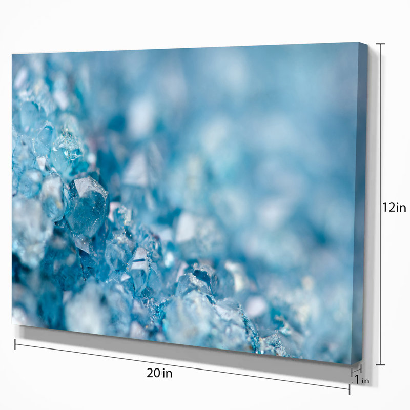 Agate de cristaux bleus - impression sur pierre, H 20 po x l 20 po x P 1 po, Toile tendue
