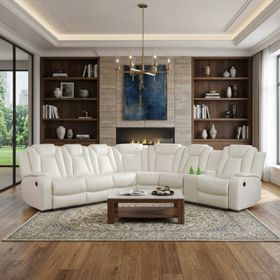 Ensemble de canapé modulaire inclinable électrique en cuir 3 pièces avec chargeurs sans fil et éclairage DEL (ensemble de 3)