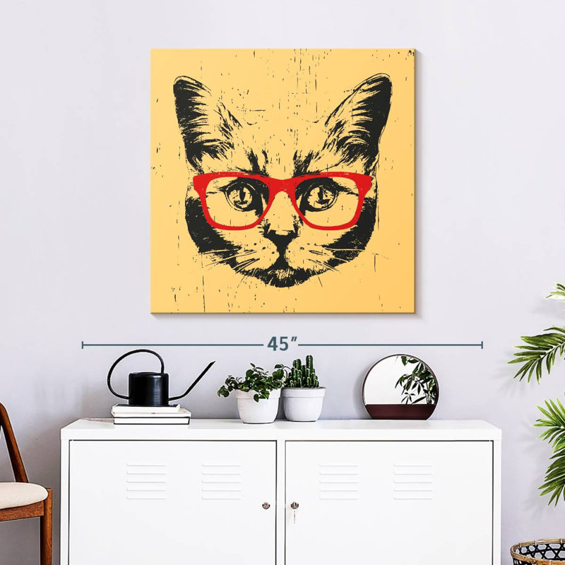 Chat Brampt avec lunettes, H 30 po x l 30 po