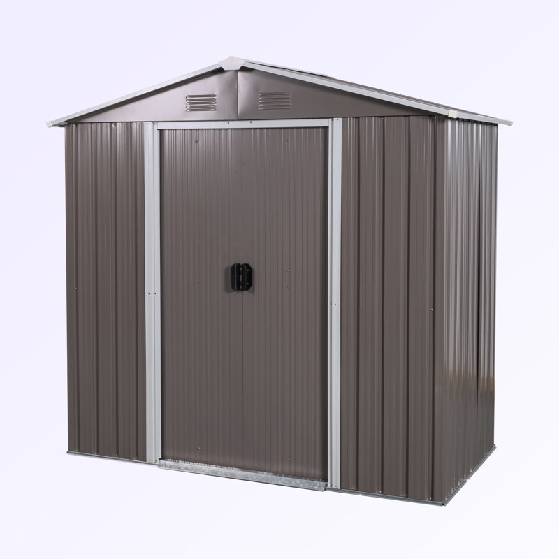 Metal Storage Shed, Black, 74.73" H x 93.02" W x 51.77" D