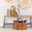 Leather Handmade Box Style Single Slot Magazine Holder with Detail Stitching and Curved Handles