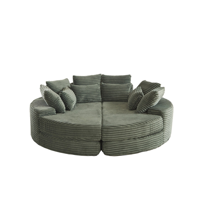 78.5" Wide Oversized Round Chaise Lounge Chair, Green