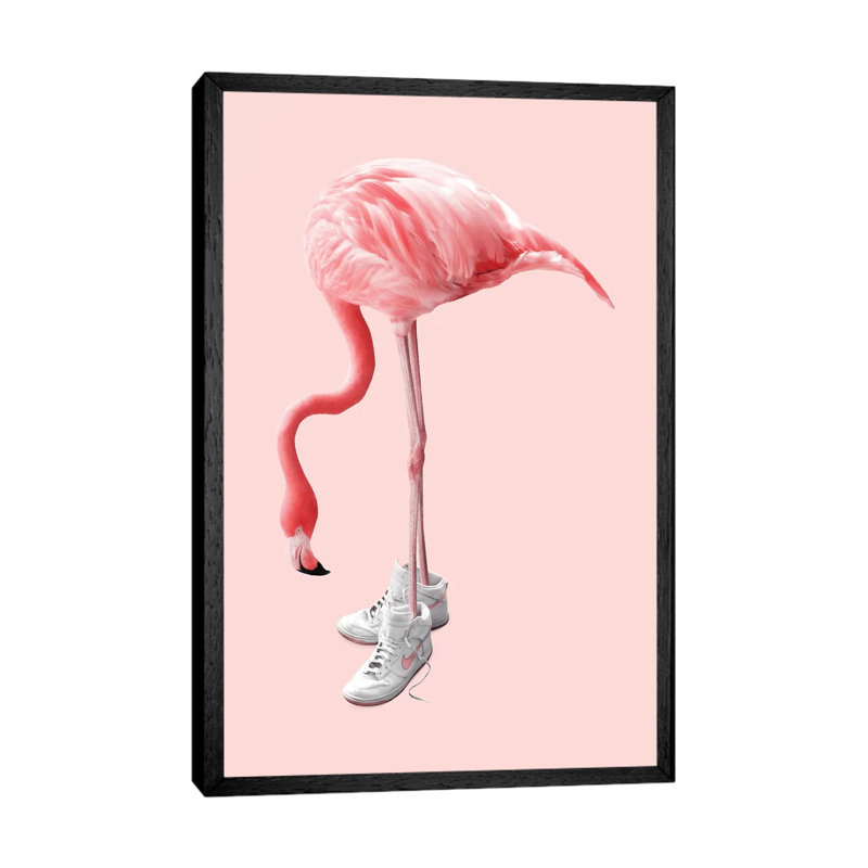 Sneaker Flamingo - Print on Canvas, Black Framed, 152.5 cm H x 101.5 cm W x 3.175 cm D