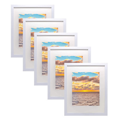 White Picture Frame - Set of 5 with Mat