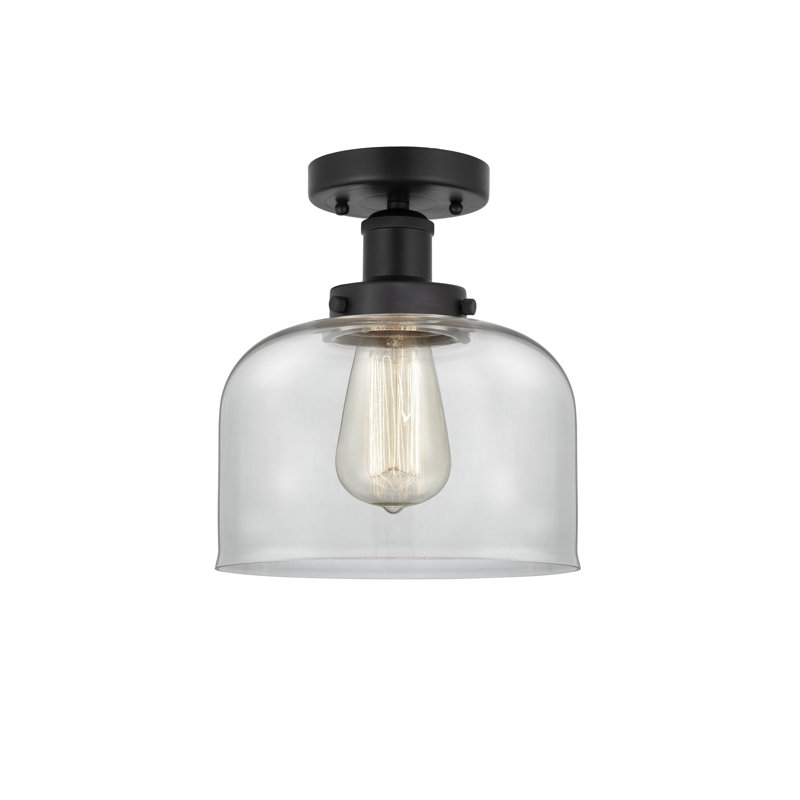 Plafonnier semi-encastré en verre Coppell, Noir mat, Transparent