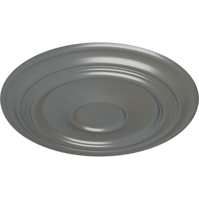 Endurathane Traditional Ceiling Medallion, 24 3/8"OD x 1 1/2"P (Fits Canopies up to 5 1/2"), Hand-Painted Silver Finish