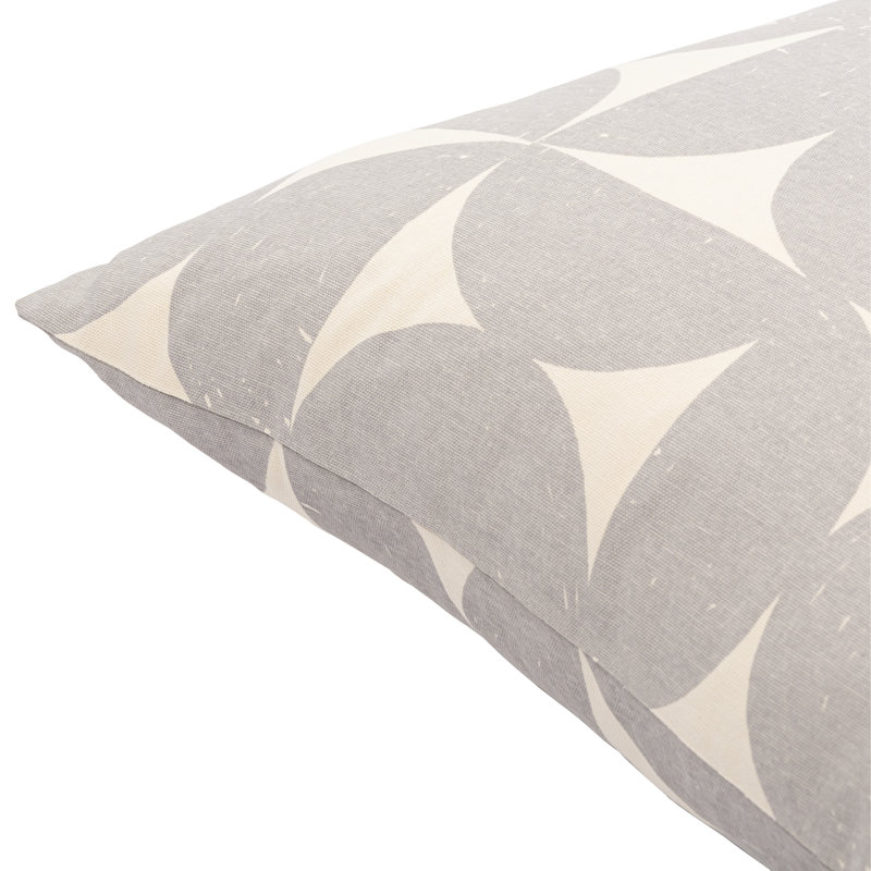Saritha Geometric Down Throw Pillow, Medium Gray/Beige, 18" x 18"
