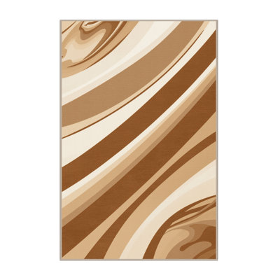 Machine Washable Kirkwood Smoothie Glass Modern Abstract Rug in Brown – Beige Binding