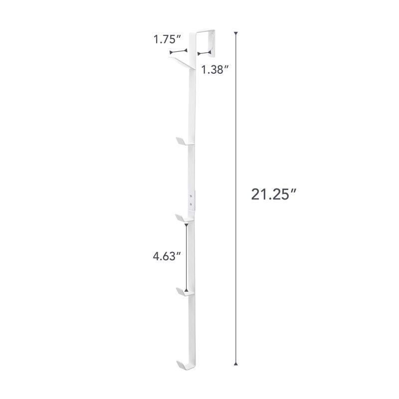 White Slim Over-the-Door Rack with Multiple Hooks