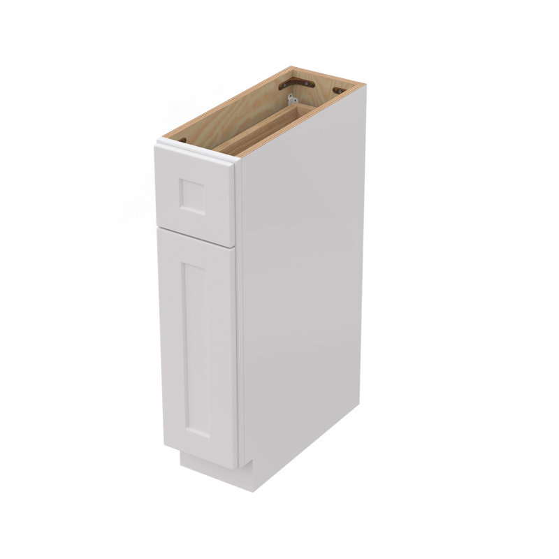Armoire de base blanche 9 po avec tiroir simple à fermeture en douceur et tiroir réglable en bois massif prêt à assembler pour la cuisine, la salle de bain et le garage (l 9 po x P 24 po x H 34,5 po)