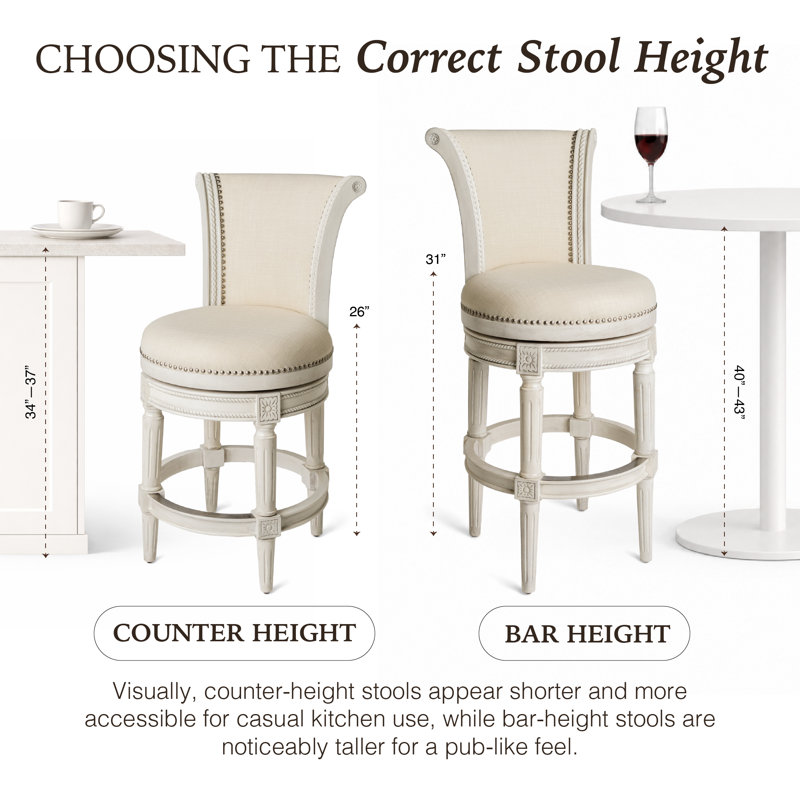Maven Lane Pullman Stool with Fabric Upholstery, White Oak, Counter Stool (26" Seat Height), Single
