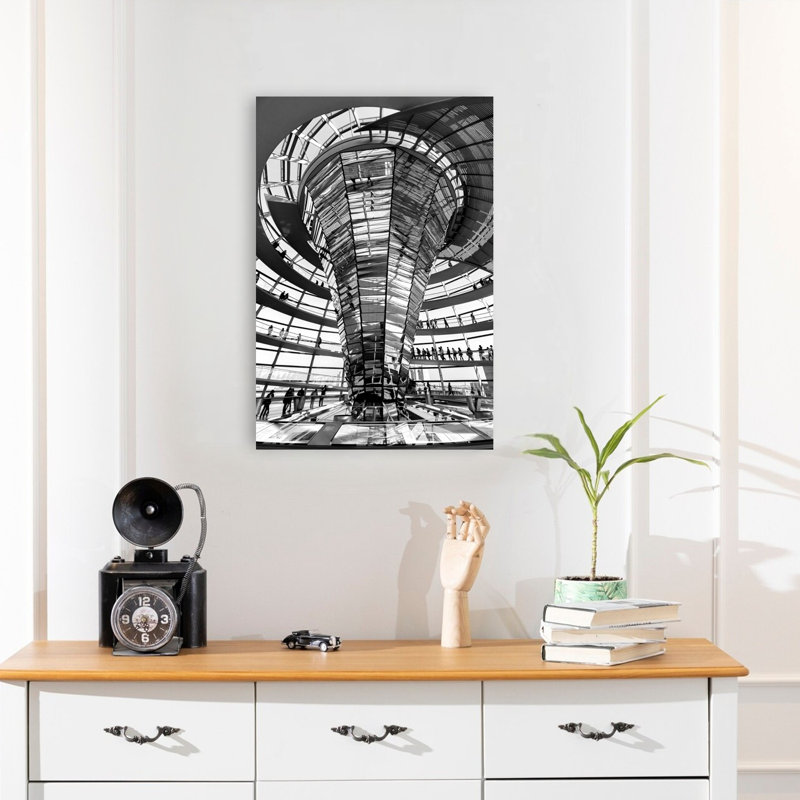 Spiral Dome Interior Abstract Contemporary Geometric Architecture Urban Wall Art Print by Roswitha Schleicher-Schwarz - Print