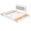 Wood Queen Size Platform Bed With Storage Headboard, Shelves And 4 Drawers, White