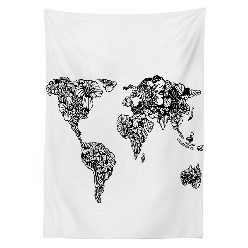 World Map Tablecloth, 70" x 52"