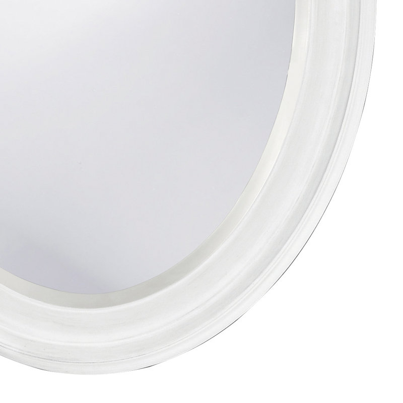 Cardale Solid Wood Oval Mirror, Matte White Lacquer