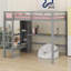 Lit mezzanine avec tablettes multifonctionnelles et bureau sous le lit-542004570