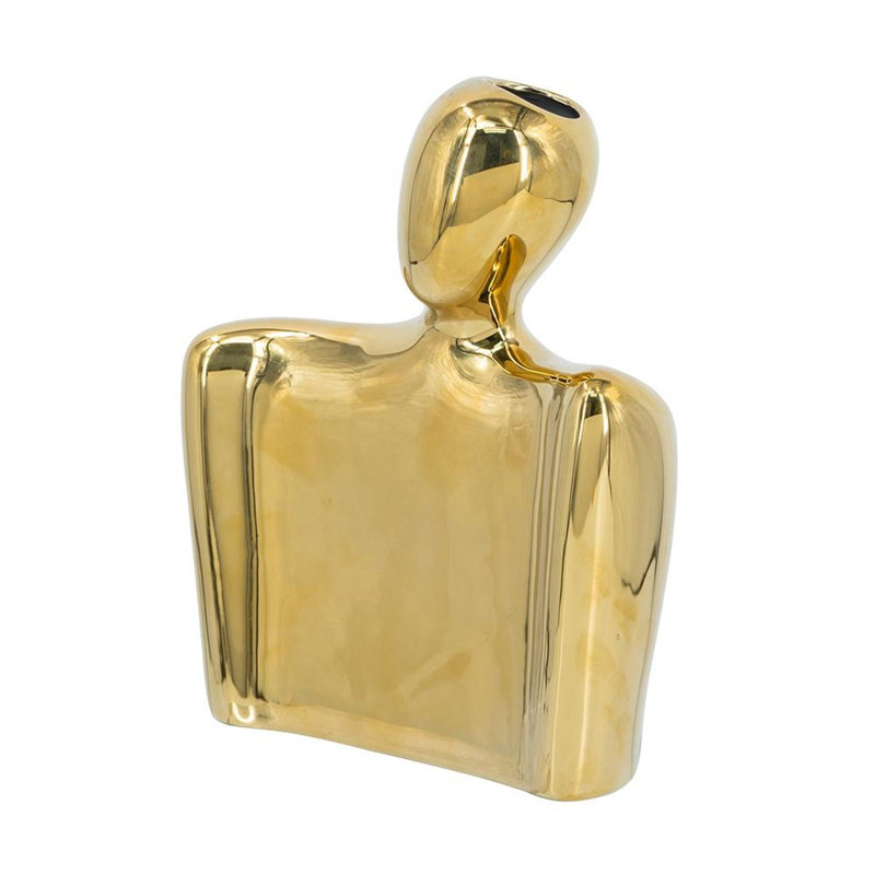 Electric Plating Art Human Body Abstract Statue Vase - 8" x 3" x 10" - Gold/White