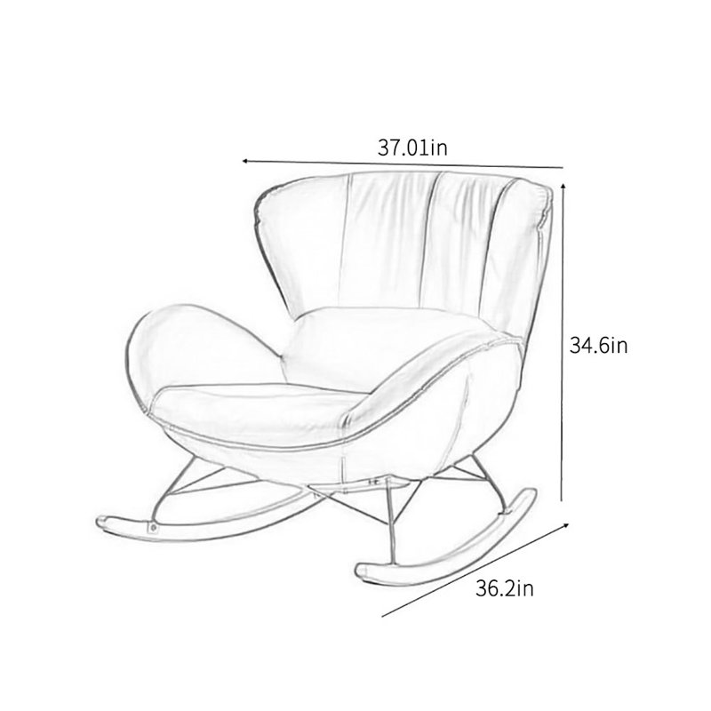 Chaise berçante décontractée simple et moderne, Blanc cassé