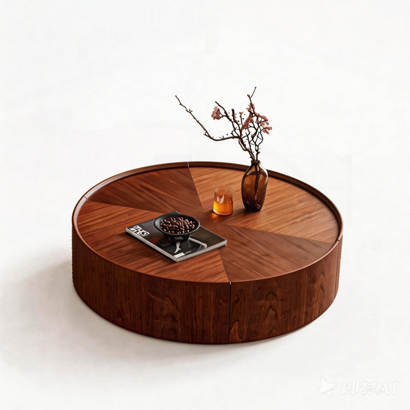 walnut design coffee tables, 35.4-inch, Round