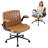 Oil-Waxed Leather Swivel Chair With Flip-Up Armrests-974970027