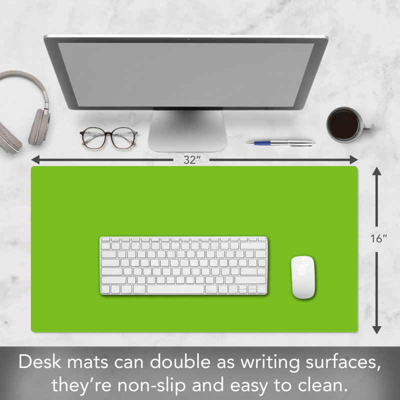 CounterArt Large Waterproof Desk Protector Mat 32" x 16", Green