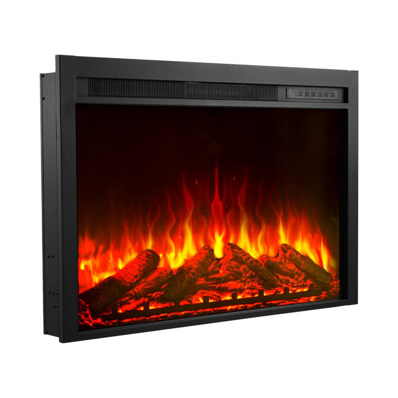 Electric Fireplace Insert, 40 inch Recessed and Wall Mounted with Adjustable Flame Color Brightness & 8h Timer & Remote Control, Indoor Heater w/ 750W/1500W Dual Heating Modes, 5000BTU Black