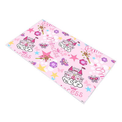 Tapis rectangulaire en polyamide tissé à la machine rose / blanc / jaune