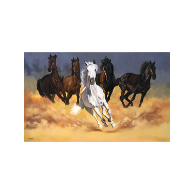 Cinq chevaux de course - Préparez-vous à la course | Acrylique sur toile | Par Omkar Ashok Pawar