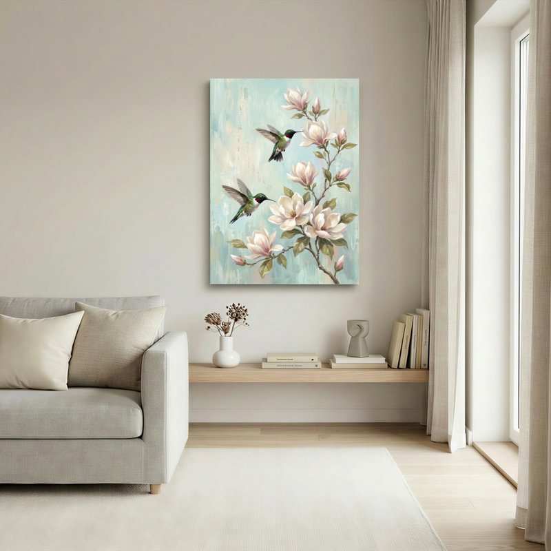 Ensemble de 1 tableau sur toile représentant un colibri et une fleur, H 18 po x l 12 po, Wrapped Canvas