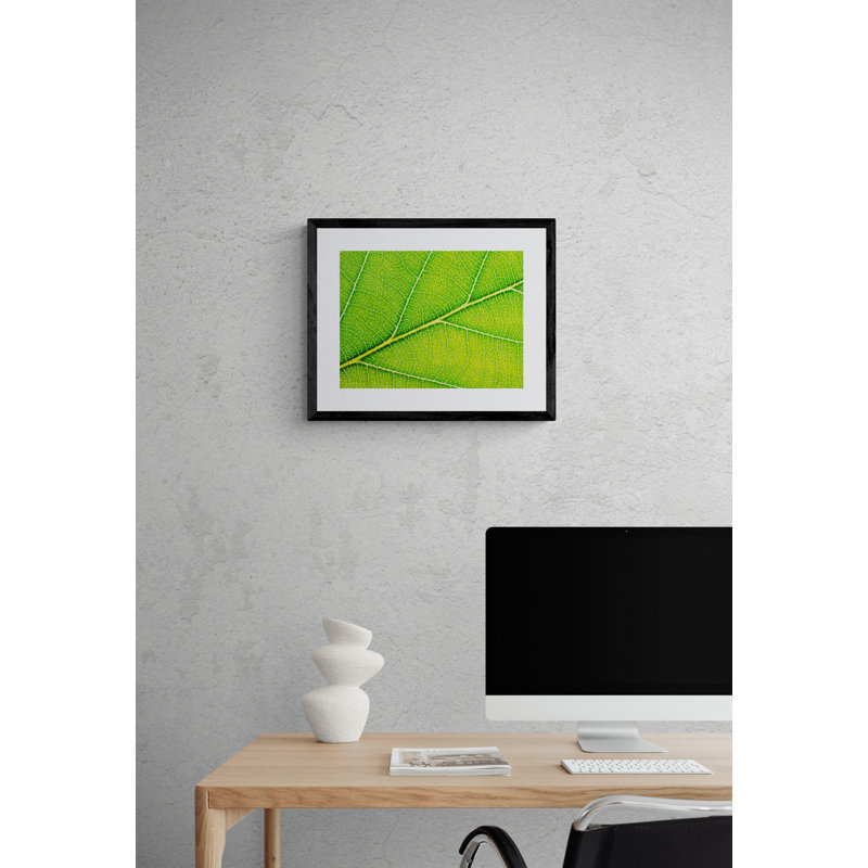 Feuille d'automne par Philippe Moisoux - impression, H 17,2 po x l 21,2 po, Papier avec cadre noir